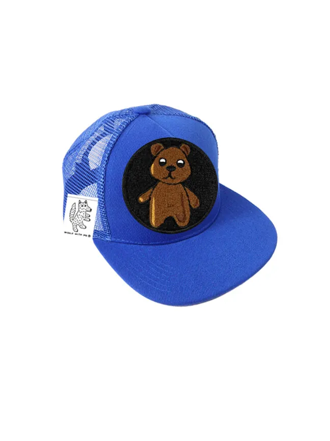 TODDLER Trucker Hat with Interchangeable Velcro Patch (Blue)