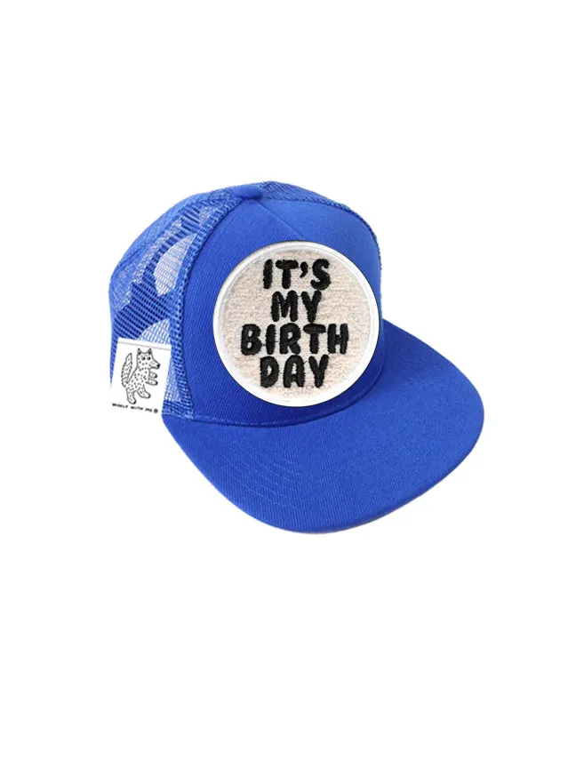 TODDLER Trucker Hat with Interchangeable Velcro Patch (Blue)