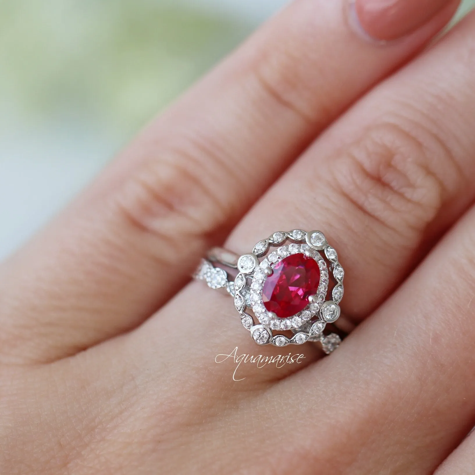 Valentina Ruby Ring- Sterling Silver