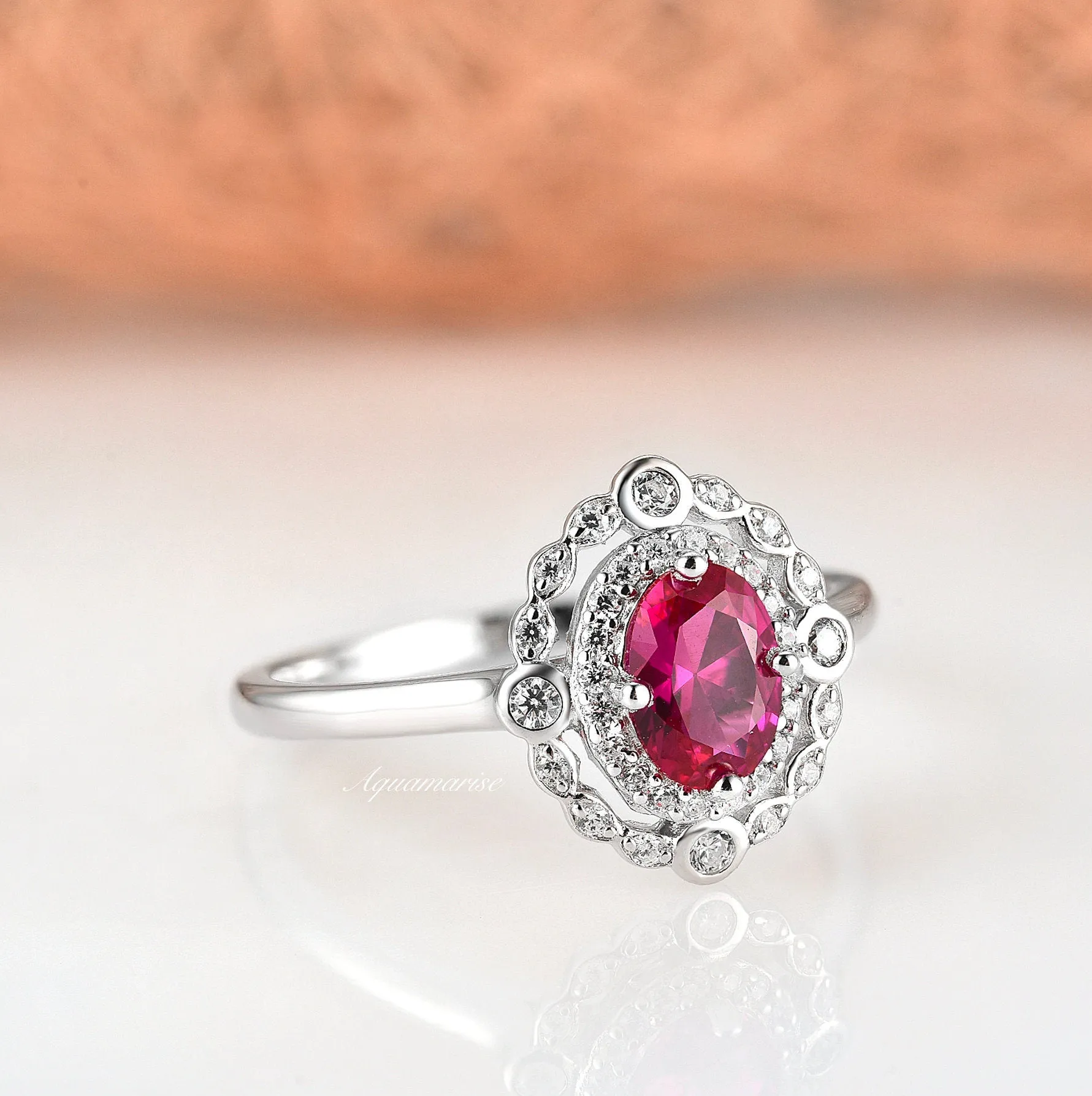 Valentina Ruby Ring- Sterling Silver