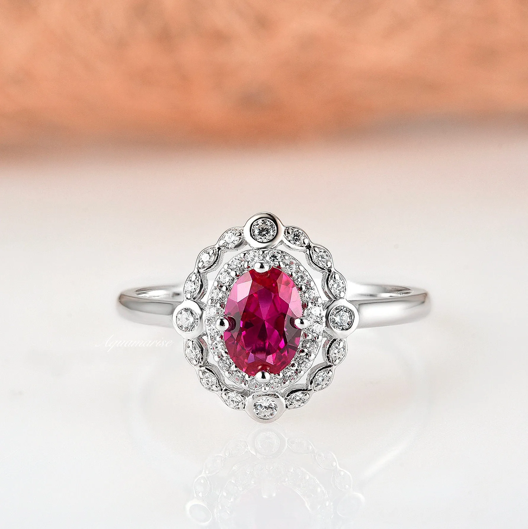 Valentina Ruby Ring- Sterling Silver