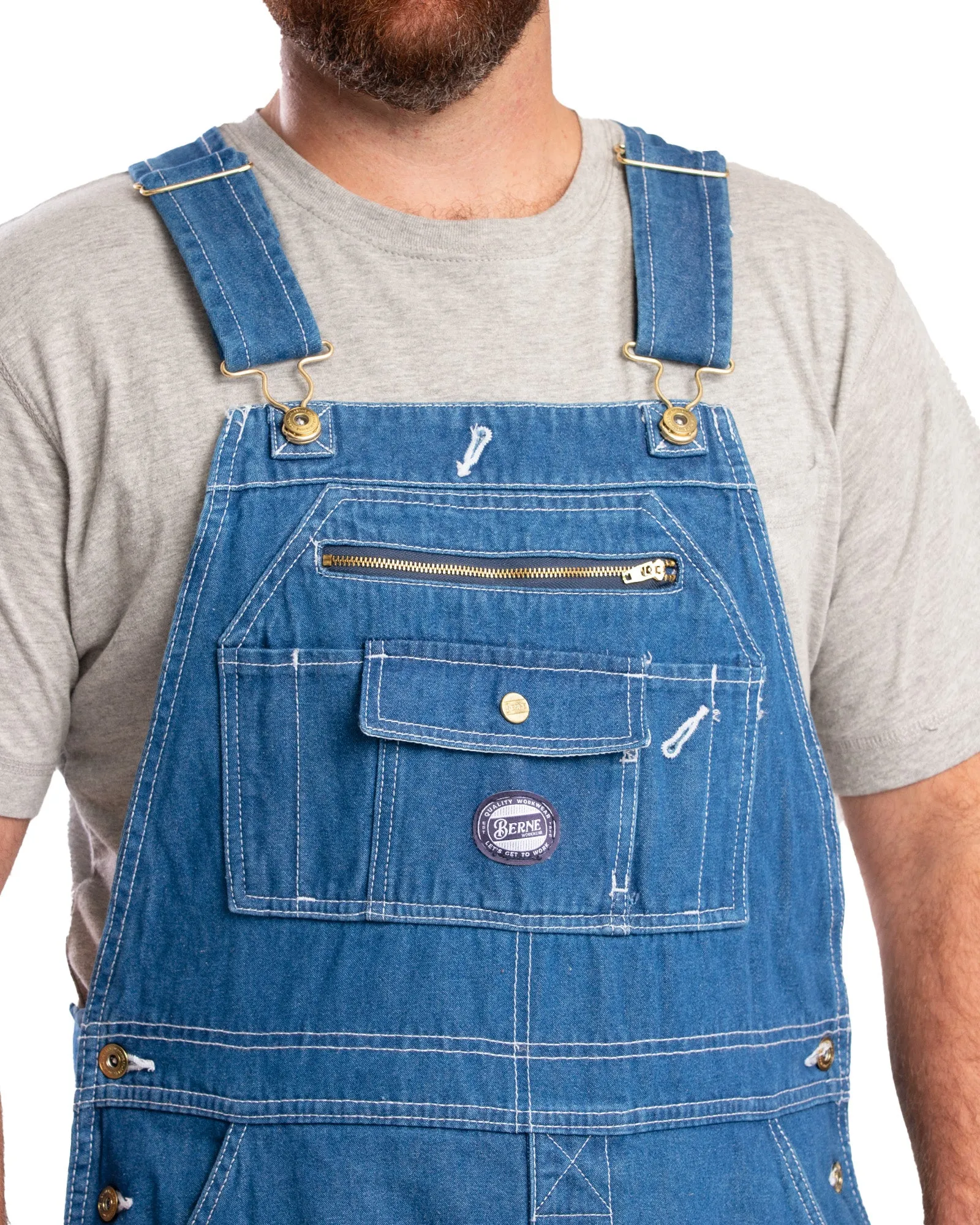 Vintage Washed Light Denim Bib Overall