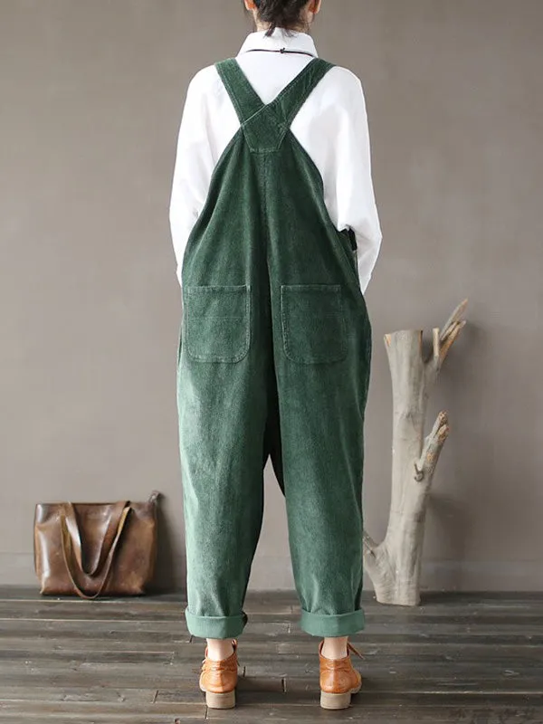 Women Strap Adjustable Corduroy Overalls Dungarees